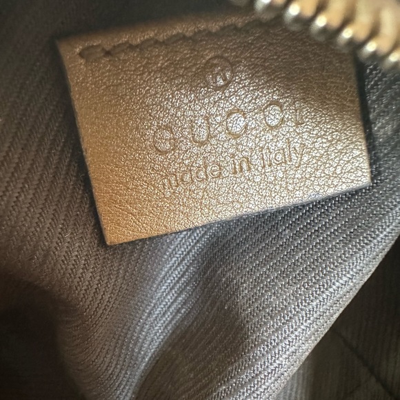 Authentic Y2K Vintage Gucci Brown Logo & Heart Gold Charm Zippered Makeup Bag - Picture 7 of 17